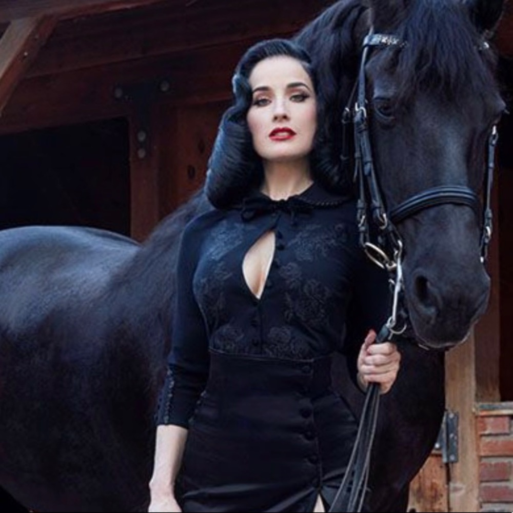 Dita Von Teese Wheels & DollBaby Mademoiselle Onyx Cardigan AU 14 - S/M - Picture 3 of 8